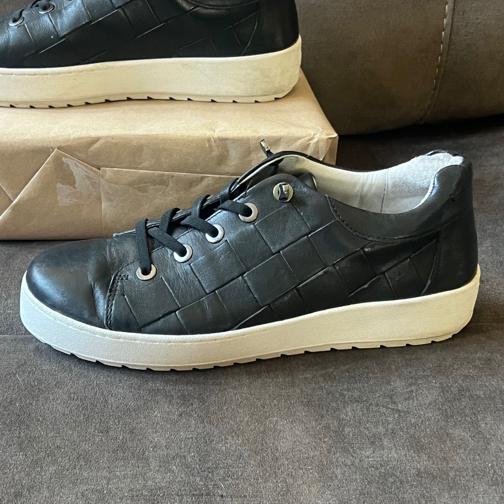 Jambu Women's Black Leather Woven Lace-Up Comfort Sneakers Size 10W - Picture 2 of 9